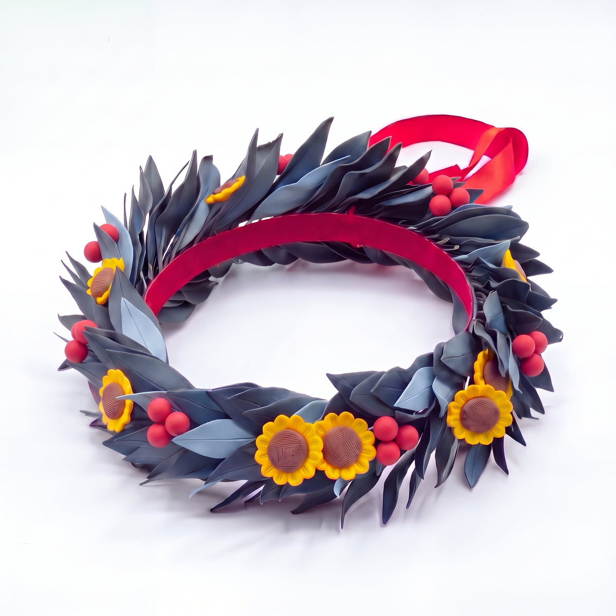 Blue Navy con foglie carta da zucchero / Girasoli + Bacche