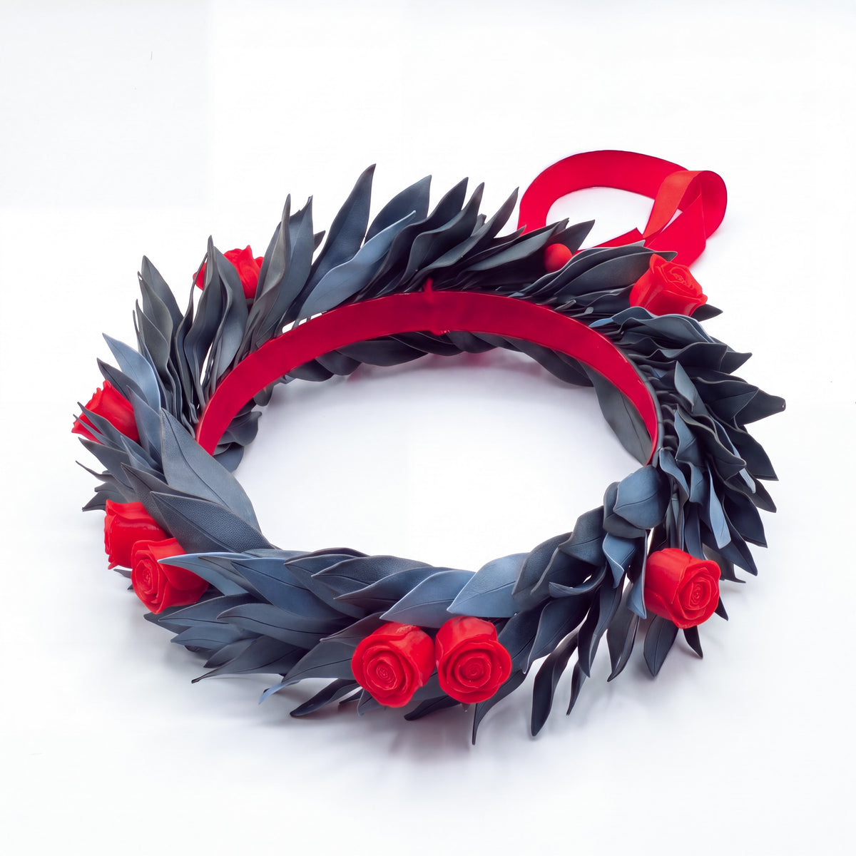 Blue Navy con foglie carta da zucchero / Rose