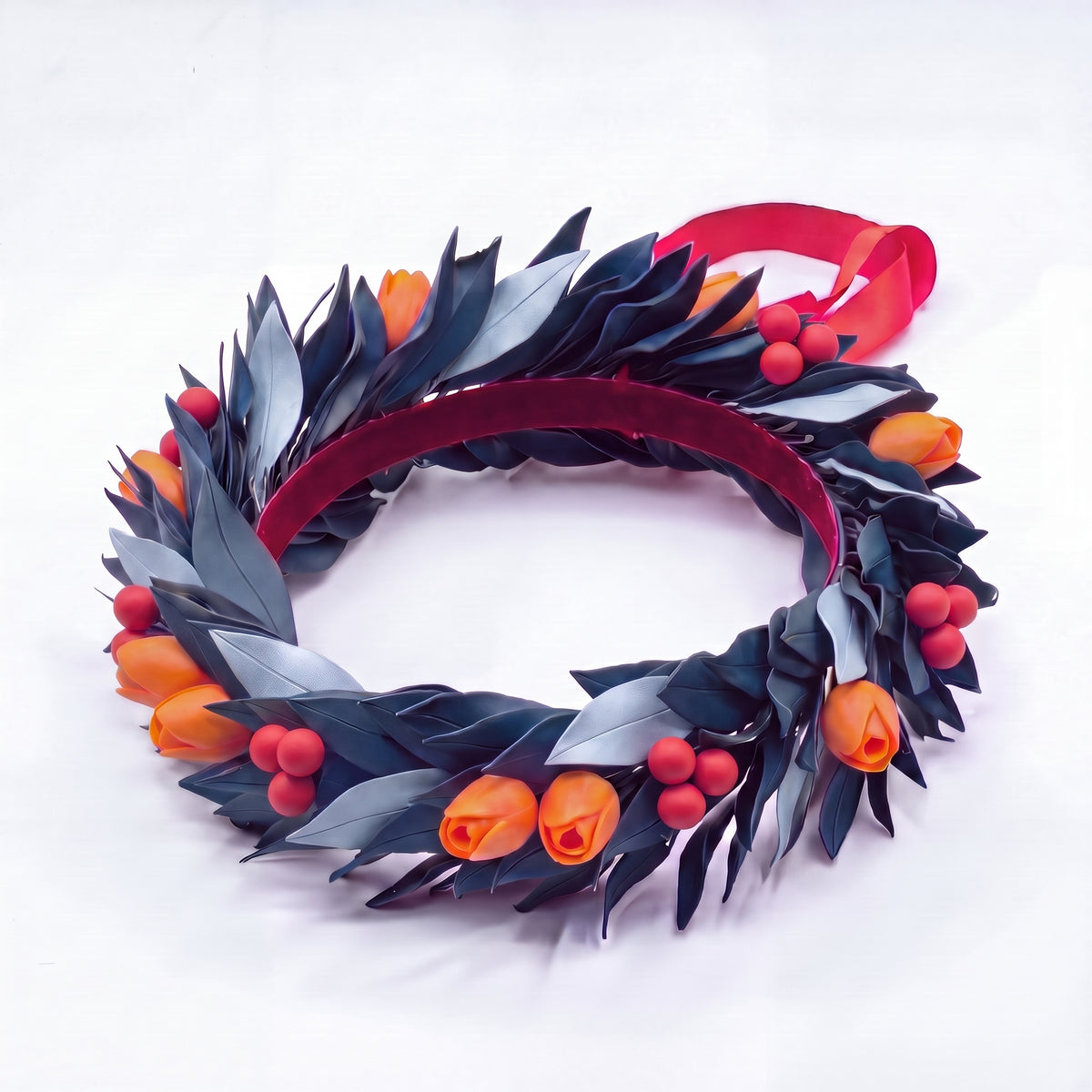 Blue Navy con foglie carta da zucchero / Tulipani + Bacche