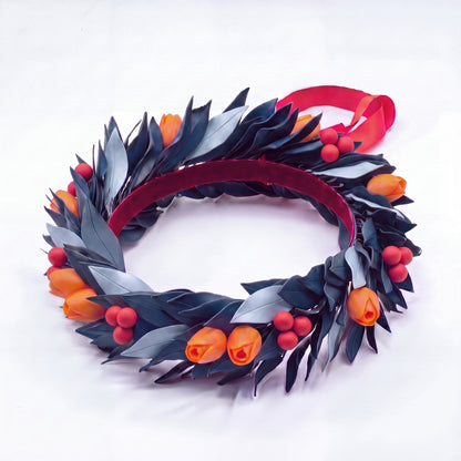 Blue Navy con foglie carta da zucchero / Tulipani + Bacche