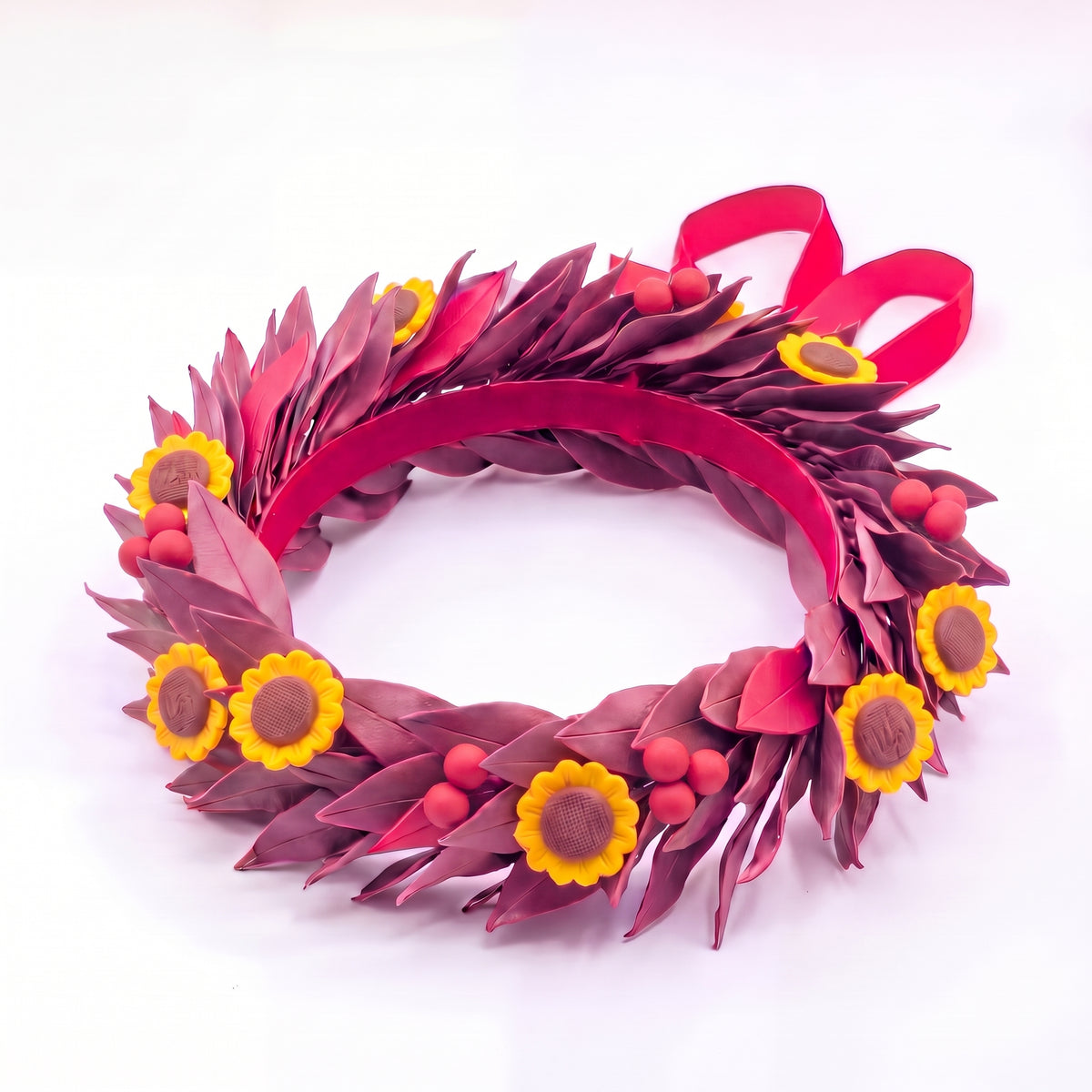 Bordeaux con foglie rosso / Girasoli + Bacche