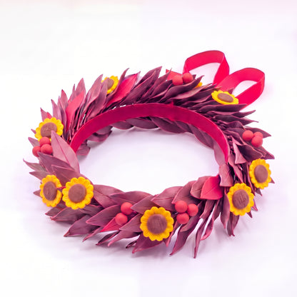 Bordeaux con foglie rosso / Girasoli + Bacche