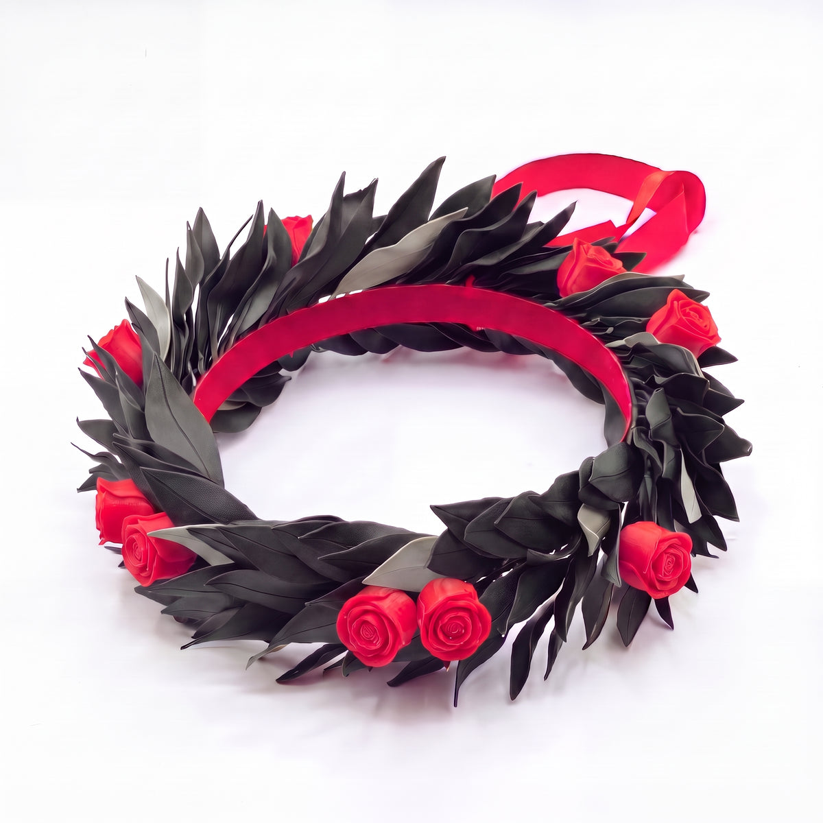 Nero con foglie grigie / Rose