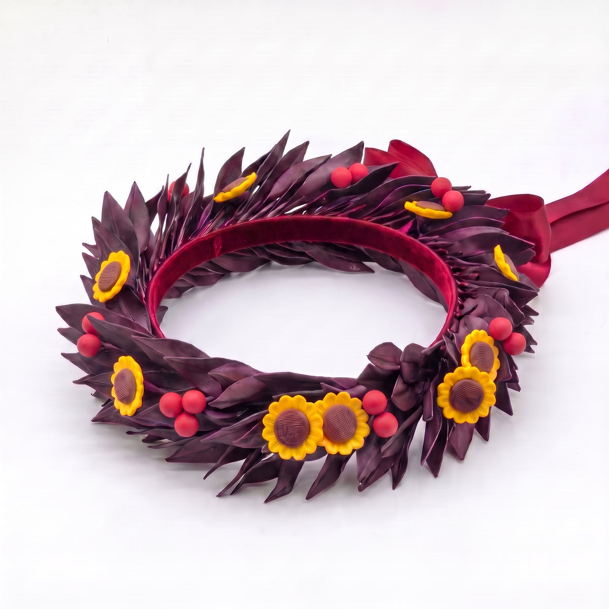 Nero sfumato magenta / Girasoli + Bacche