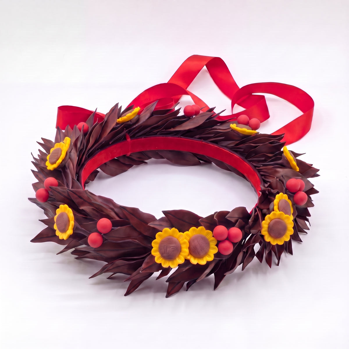 Nero sfumato rosso / Girasoli + Bacche