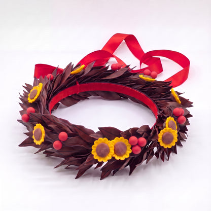 Nero sfumato rosso / Girasoli + Bacche