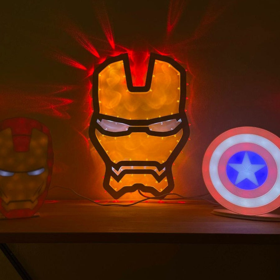 Iron Man, Marvel, stylized, heroes, luminaria, home decor, lighting, gift