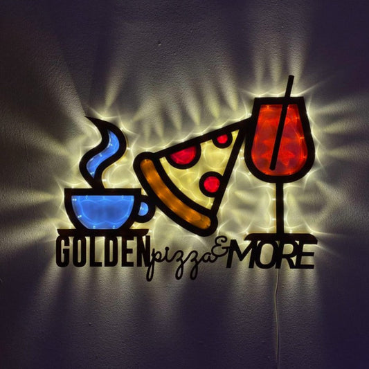 Golden pizza & more, luminaria, arredamento, luce, calice, caffe, pizza, illuminazione, led, locale