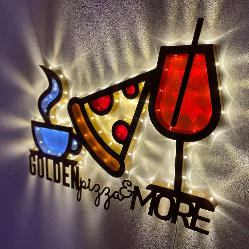 Golden pizza & more, luminaria, arredamento, luce, calice, caffe, pizza, illuminazione, led, locale