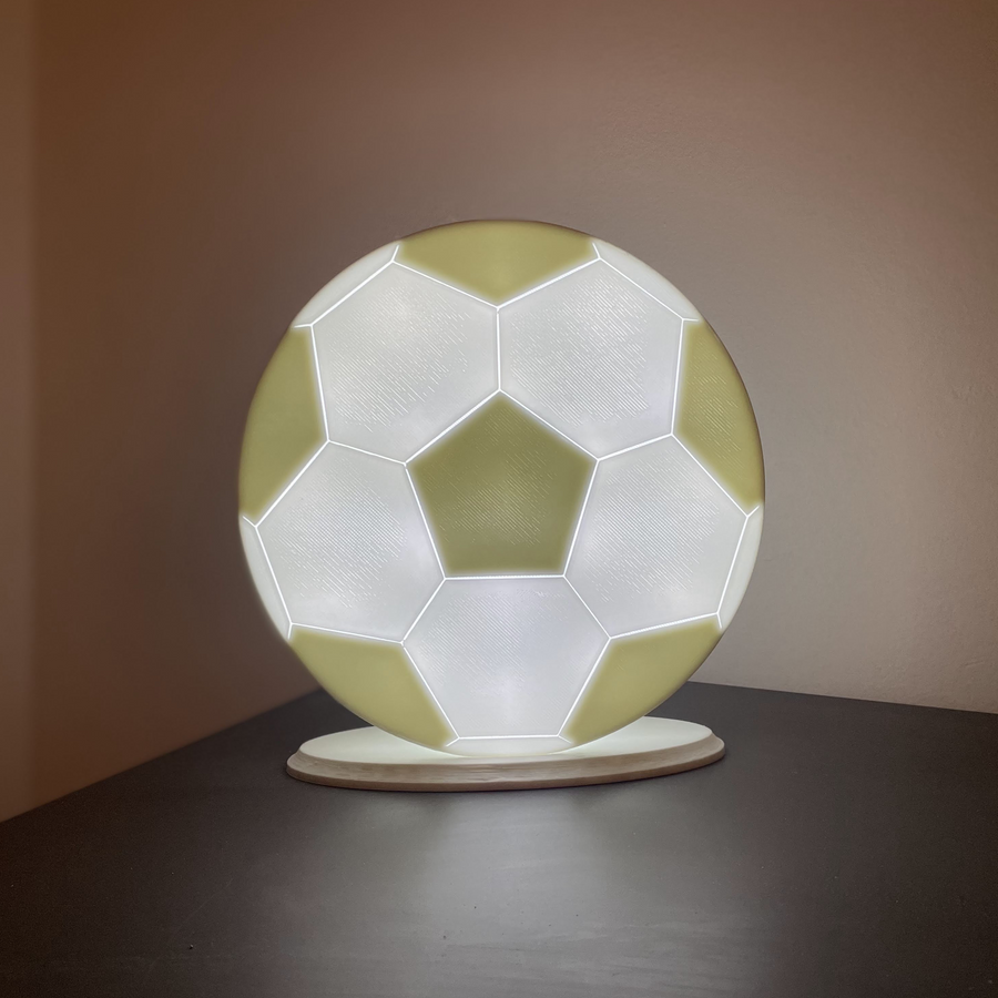 Night light, soccer ball, luminaria, Salento luminarie, Puglia, Brindisi, compostable, LED, 3D printing, lighting, I Luminari